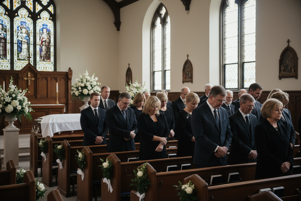 Funeral settings with people