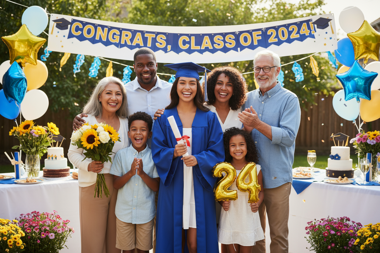 gradutation celebration of family